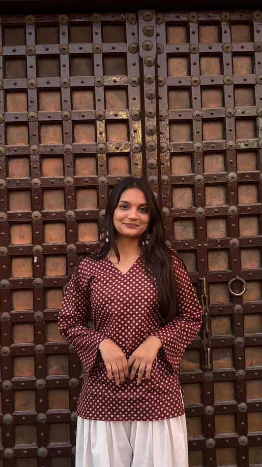 Bindu Pure Cotton Polka Dot Top